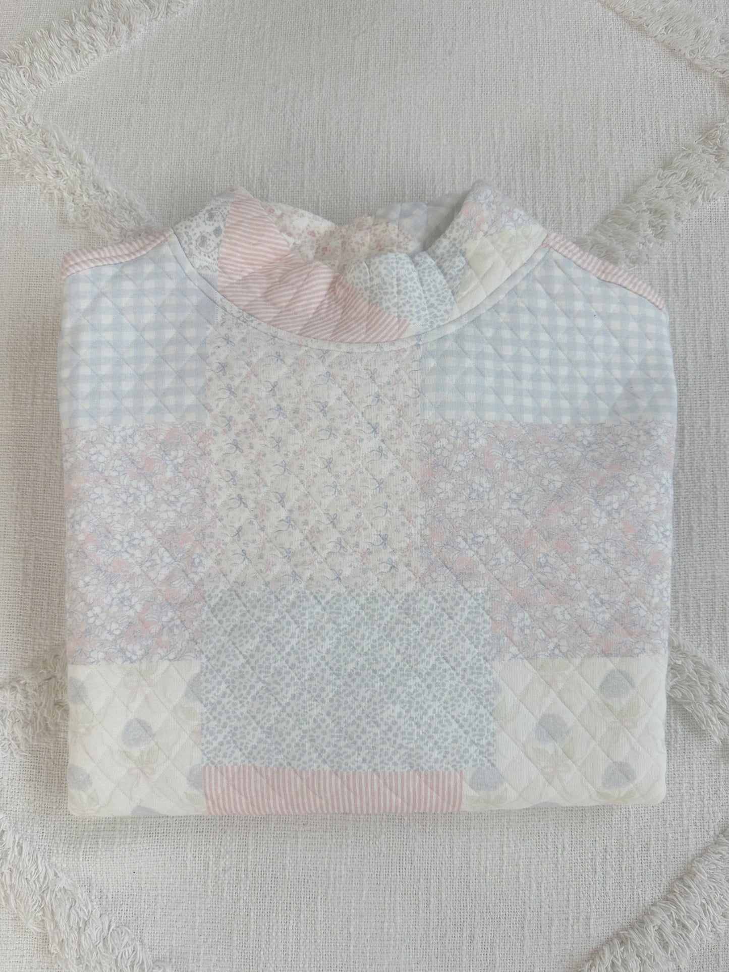 Shades Of Blue Quilted Pastel Mockneck Sweatshirt