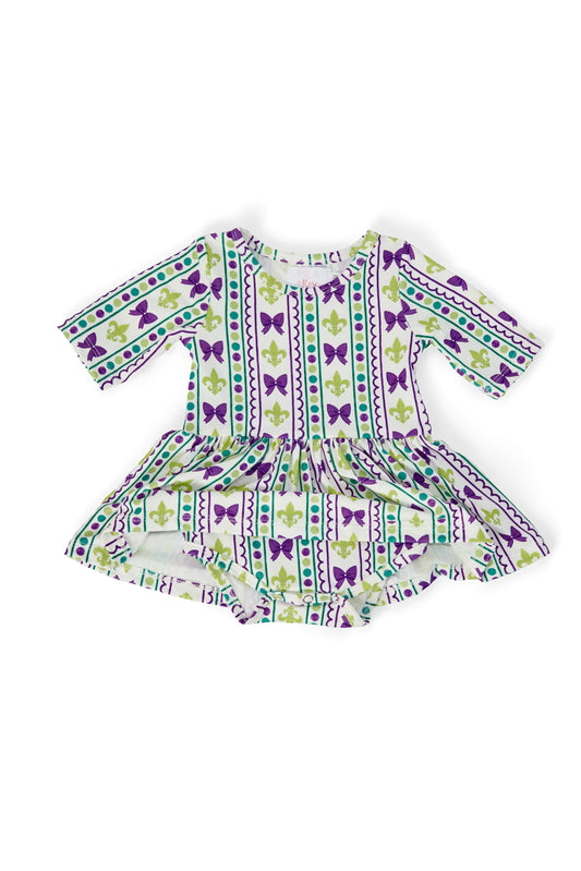 Mardi Gras 3/4 Sleeve Twirl Bodysuit