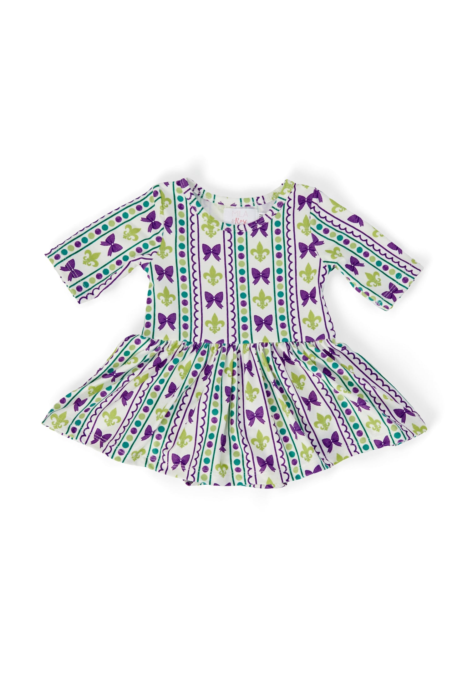 Mardi Gras 3/4 Sleeve Twirl Bodysuit