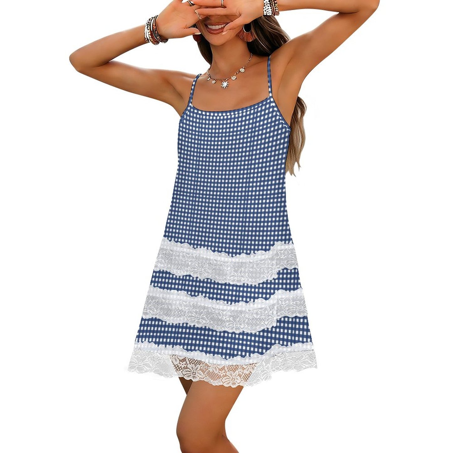 Kentucky Blue Lace Trimmed Camisole Dress