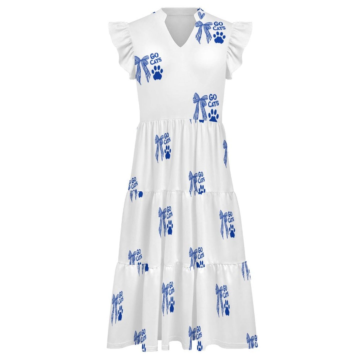 Kentucky GameDay Dress180gsm Ruffled V Neck Dress (All-Over Printing)