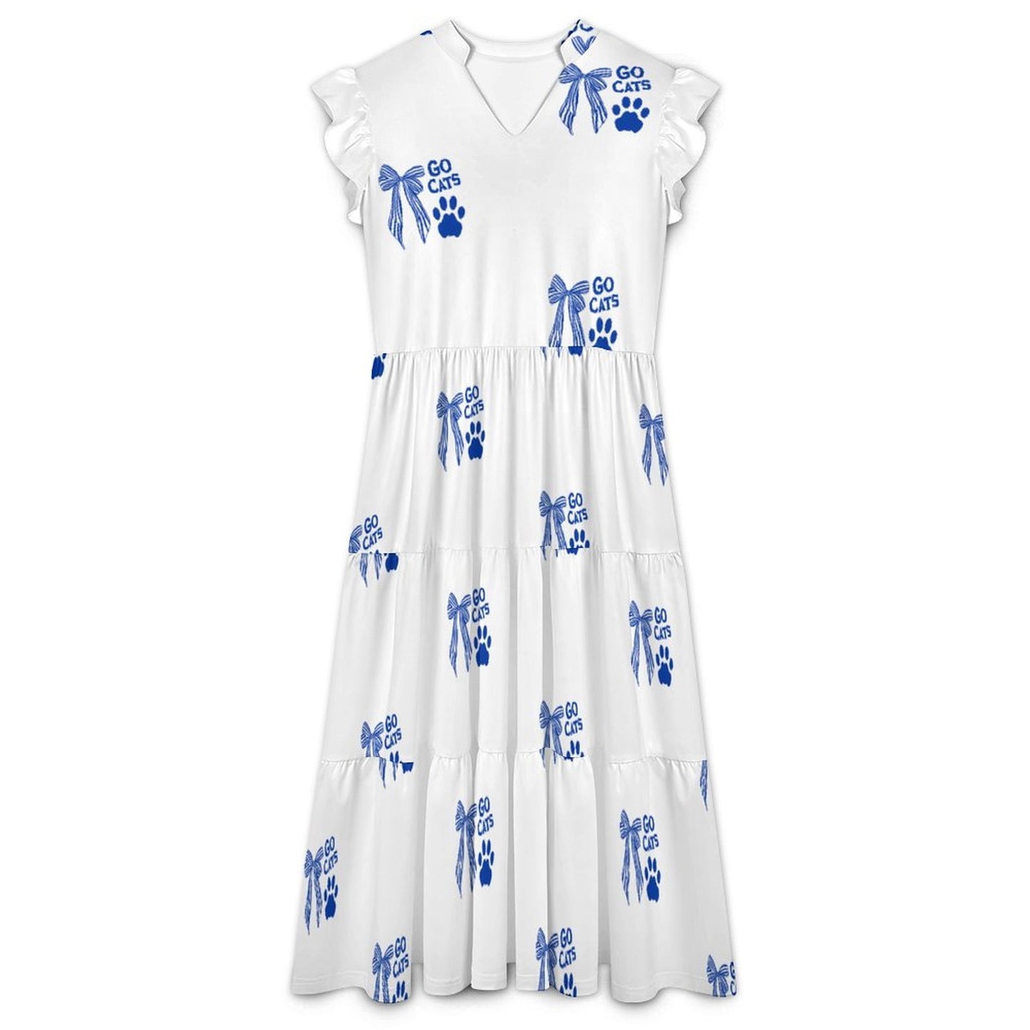 Kentucky GameDay Dress180gsm Ruffled V Neck Dress (All-Over Printing)