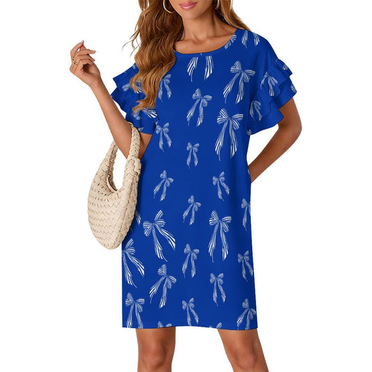Kentucky Blue Game Day Ruffle Sleeve Mini Dress